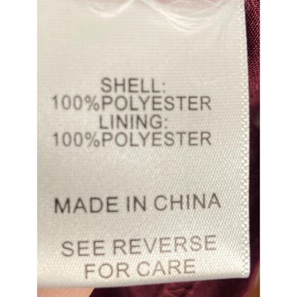 Lucy Paris Rosa Mini Dress Fit & Flare V Neck Pleated Long Sleeve Maroon Size L - Picture 9 of 10